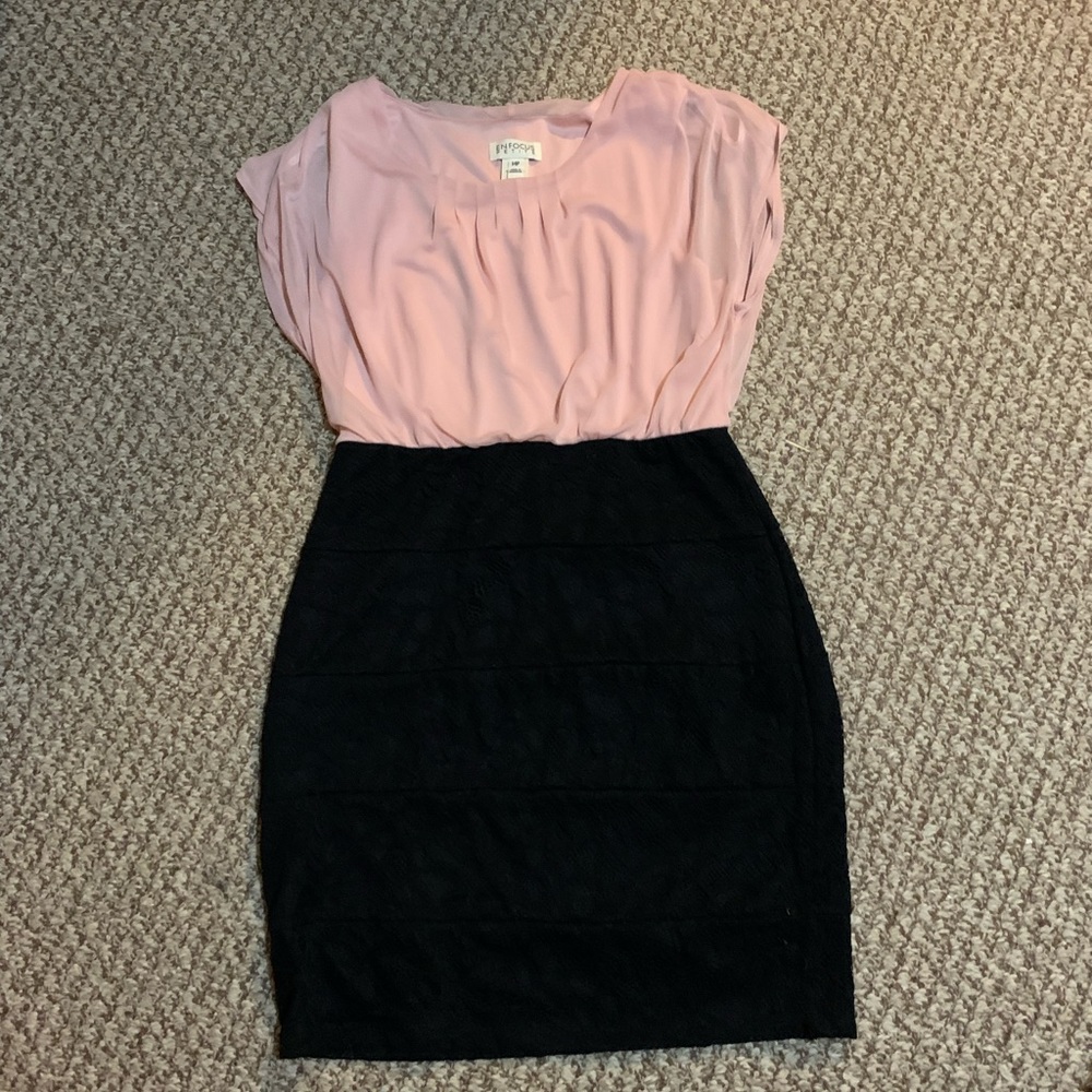 Pink and black, pencil style dress